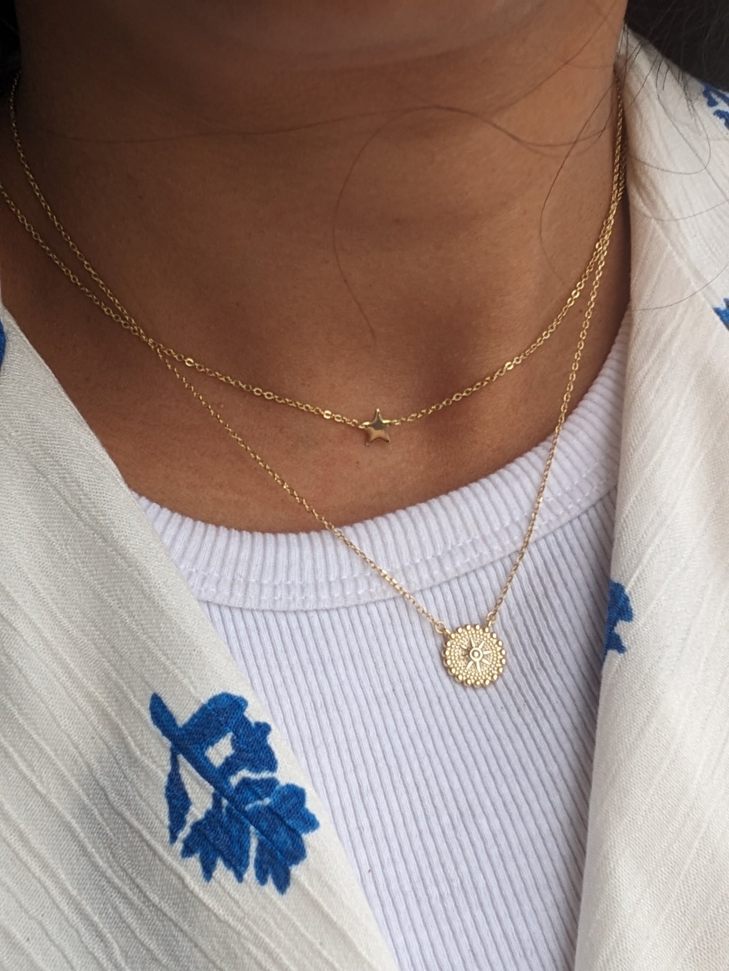 Circle Star Gold Plated Necklace