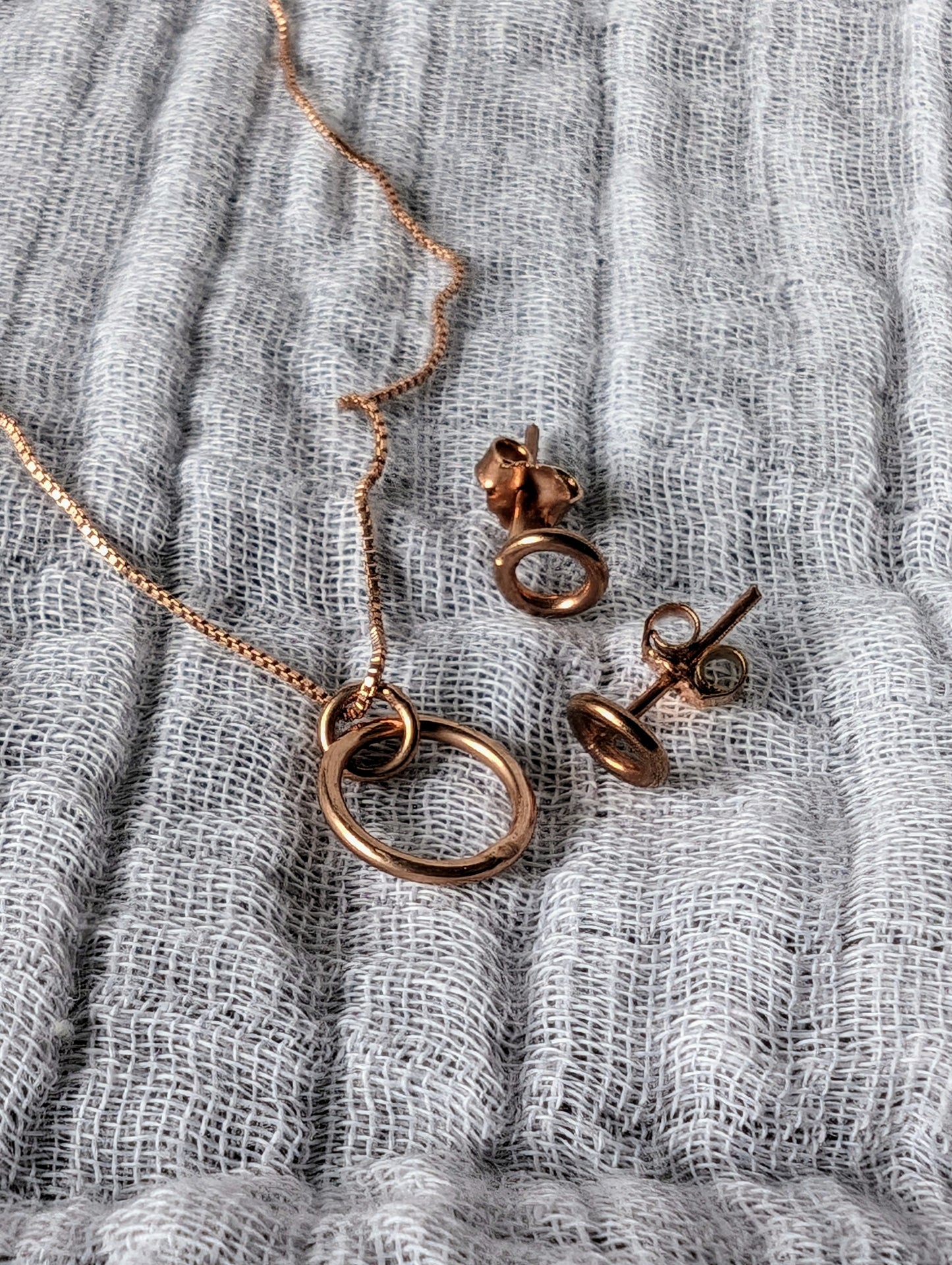 Rose Gold Rustic Wheel Earrings