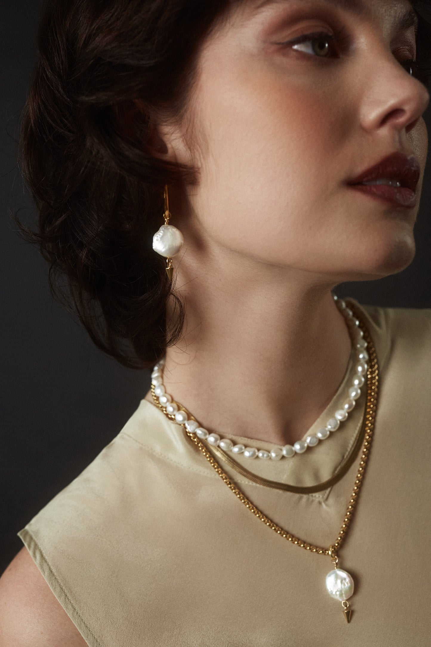 Herringbone Wide Silky / Necklace / Gold