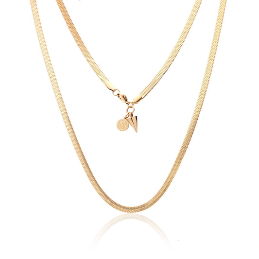 Herringbone Wide Silky / Necklace / Gold