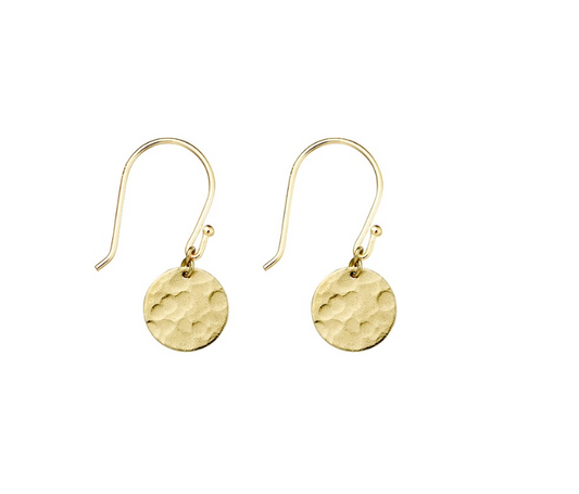 Hammered Drop Gold Plated Earrings