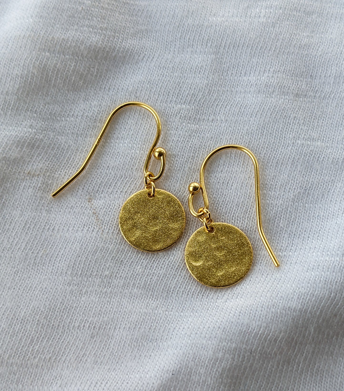 Hammered Drop Gold Plated Earrings