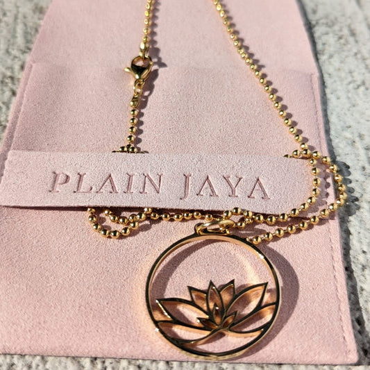 Stainless steel lotus charm necklace gold